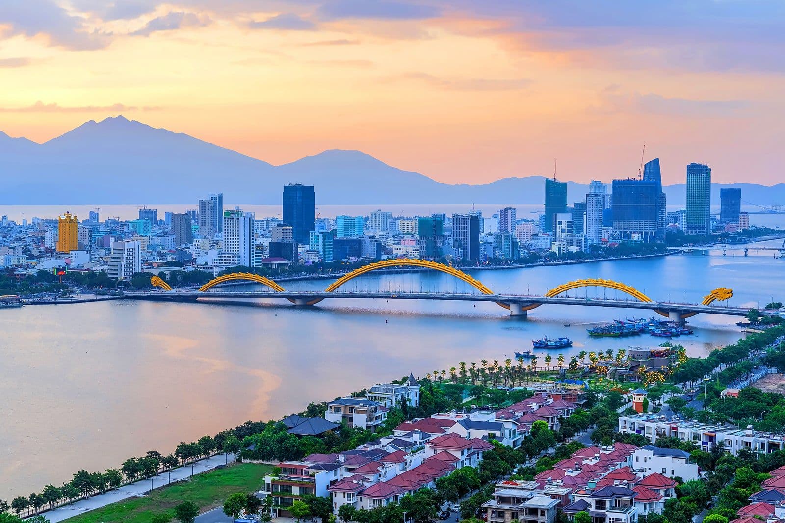 Da Nang coastline at golden hour